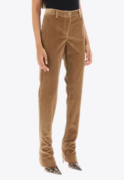 Dolce & Gabbana Corduroy Mid-rise Trumpet Pants In Brown
