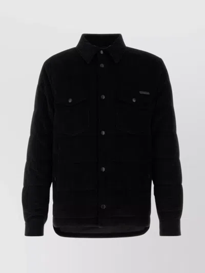 Dolce & Gabbana Dolce  Gabbana Logo Patch Padded Corduroy Jacket In Black
