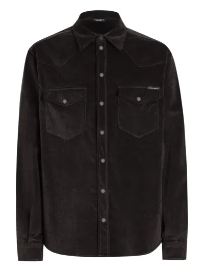 Dolce & Gabbana Corduroy Shirt In Brown