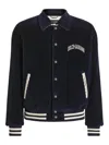 Dolce & Gabbana Cotton Bomber Jacket Ribbed Cuffs In Blue