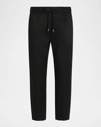 Dolce & Gabbana Core Stretch-cotton Drawstring Joggers In Black