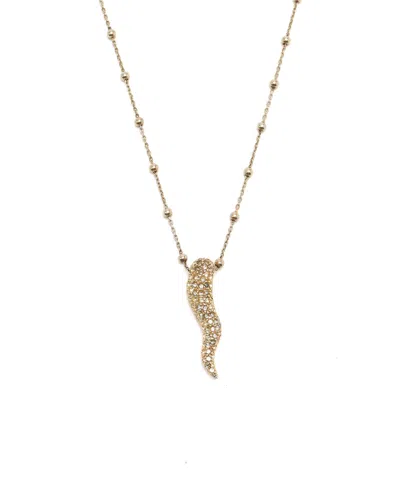 Pre-owned Dolce & Gabbana Cornicello Rhinestone Necklace In Gold