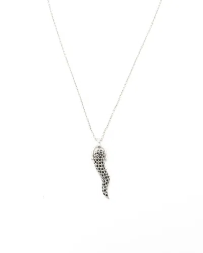 Pre-owned Dolce & Gabbana Cornicello Rhinestone Necklace In Silver