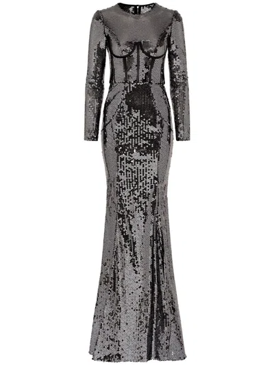 Dolce & Gabbana Floor-length Sequin Dress In Black