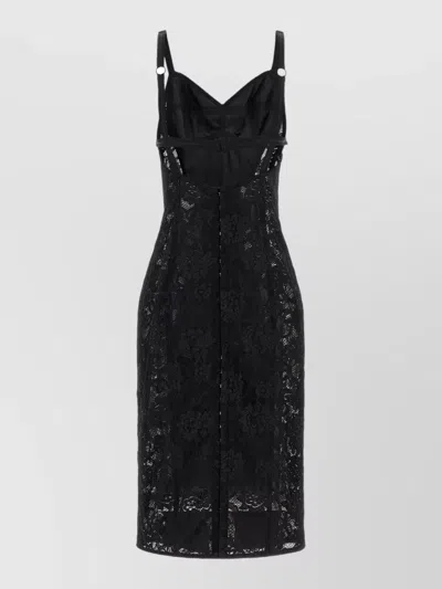 Dolce & Gabbana Corset Dress Sweetheart Neckline Lace Overlay In Black