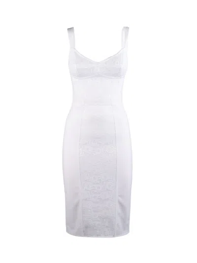 Dolce & Gabbana Corset Bustier Dress In Optical White