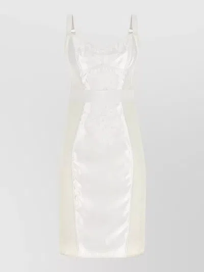 Dolce & Gabbana Corset Style Dress Lace Floral Straps In White