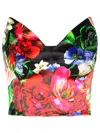 Dolce & Gabbana Satin Corset Top With Floral Print In Multicolor