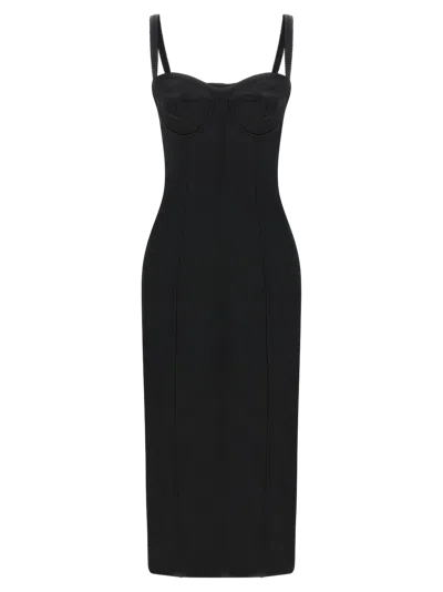 Dolce & Gabbana Corset-style Satin Dress In Black