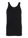Dolce & Gabbana Black Sleeveless Top With Logo Embroidery On The Front And Ribbed Knit In Cotton Man