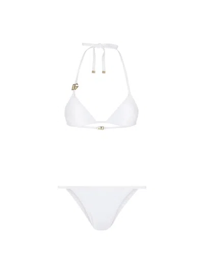 Dolce & Gabbana Costume Bikini Con Logo In White