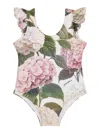Dolce & Gabbana Hydrangea-print One-piece Swimsuit In Multi