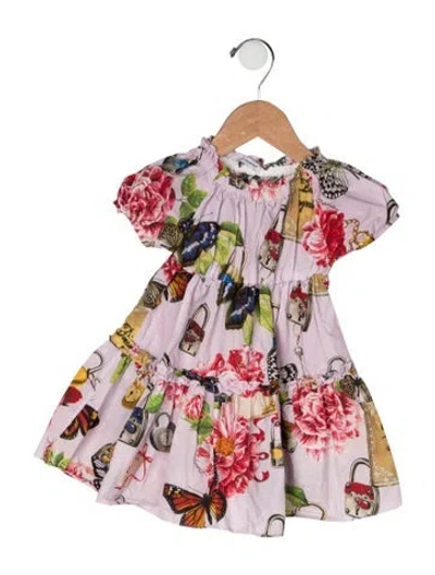 Pre-owned Dolce & Gabbana Babies' Cotton All Over Print Dress In Purple