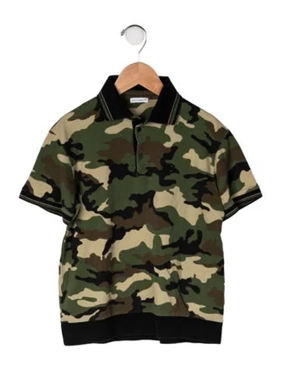 Pre-owned Dolce & Gabbana Kids' Cotton All Over Print Polo Shirt In Green