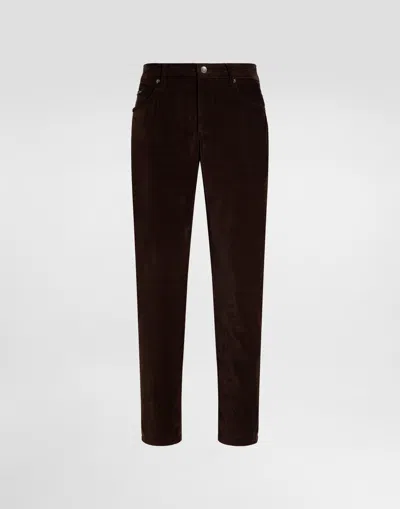 Dolce & Gabbana Cotton And Cashmere Regular Trousers In Brown
