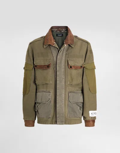 Dolce & Gabbana Cotton And Lambskin Jacket In Brown