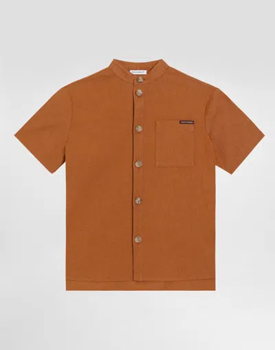 DOLCE & GABBANA COTTON AND LINEN CANVAS SHIRT