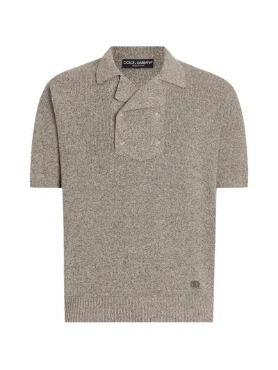 Dolce & Gabbana Cotton And Linen Polo Shirt In Neutral