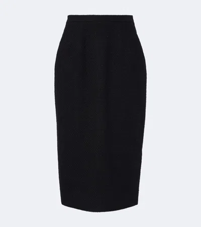 Dolce & Gabbana Cotton And Linen-blend Boucle Pencil Skirt In Black