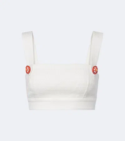 Dolce & Gabbana Cotton And Linen-blend Crop Top In White