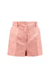 Dolce & Gabbana Embossed Embroidery Cotton Silk Blend Shorts In Pink