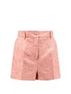 Dolce & Gabbana Embossed Embroidery Cotton Silk Blend Shorts In Pink