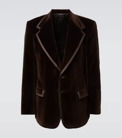 Dolce & Gabbana Cotton And Silk Velvet Blazer In Brown