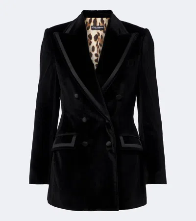 Dolce & Gabbana Cotton And Silk-blend Velvet Blazer In Black