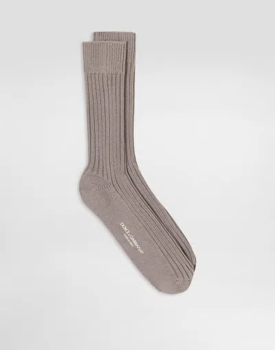 Dolce & Gabbana Cotton And Wool Socks In Gray