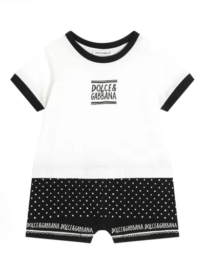 Dolce & Gabbana Cotton Babysuit In White