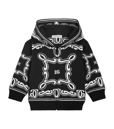Dolce & Gabbana Kids' Cotton Bandana Print Hoodie In Black