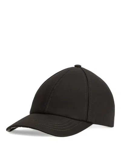 Dolce & Gabbana Panelled Cotton Baseball Cap With Curved Brim In Black