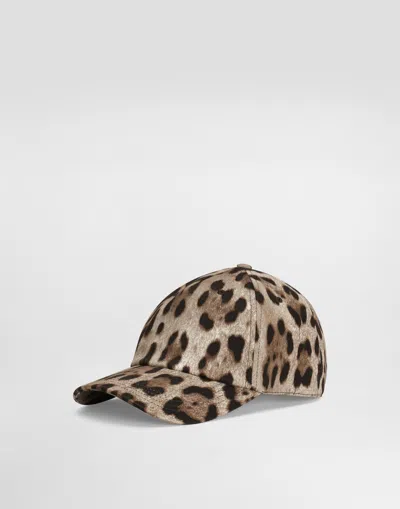 Dolce & Gabbana Cotton Baseball Cap With Leopard Print