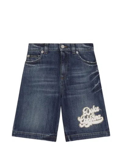 Dolce & Gabbana Kids' Cotton Bermuda Shorts In Blue