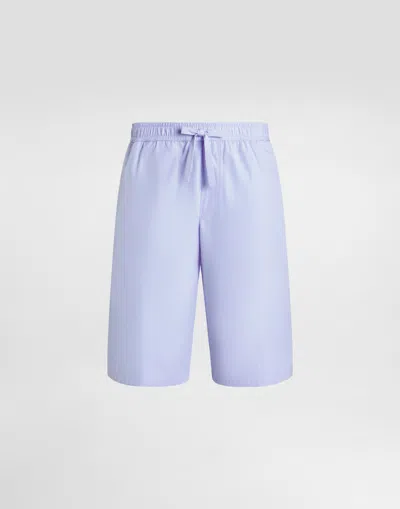 Dolce & Gabbana Cotton Bermuda Shorts With Dg Crossed Embroidery In Blue
