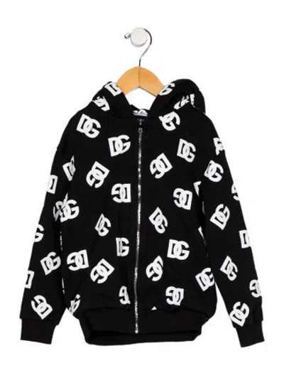 Pre-owned Dolce & Gabbana Babies' Cotton Black And Multicolor Patterned Casual Jacket With Zip Closure
