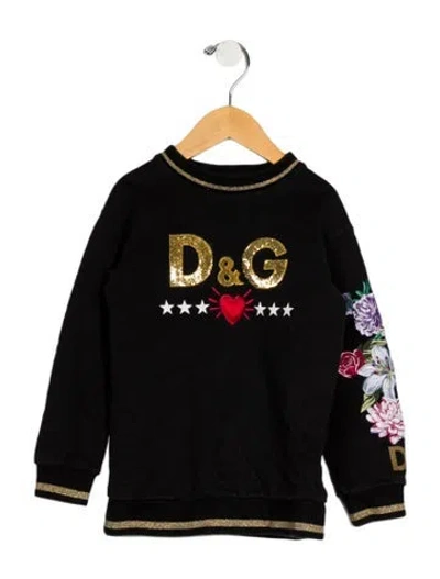 Pre-owned Dolce & Gabbana Babies' Cotton Black And Multicolor Patterned Long Sleeve Sweatshirt