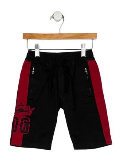 Pre-owned Dolce & Gabbana Babies' Cotton Black And Red Patterned Pants With Drawstring Waist In Multi