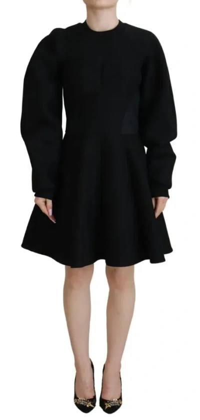 Pre-owned Dolce & Gabbana Cotton Black Long Sleeves A-line Mini Women's Dress ()