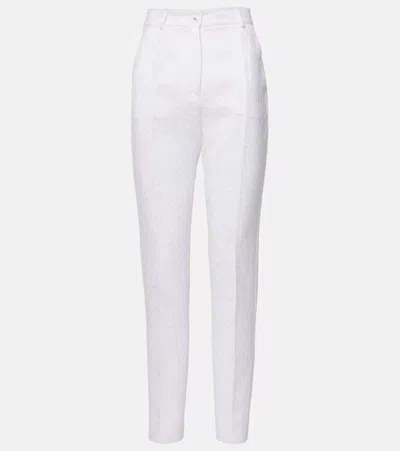 Dolce & Gabbana Cotton-blend Brocade Slim Pants In White