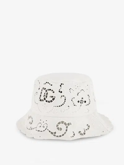 Dolce & Gabbana Cotton Blend Bucket Hat In White