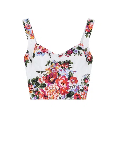 Dolce & Gabbana Cotton Blend Bustier Top In White
