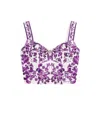 Dolce & Gabbana Violet Top With Sweetheart Neckline And All-over Graphic Print In Multi