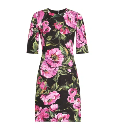 DOLCE & GABBANA COTTON-BLEND FLORAL MINI DRESS