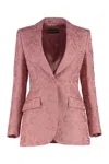 Dolce & Gabbana Cotton Blend Jacquard Blazer In Pink