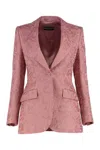 Dolce & Gabbana Cotton Blend Jacquard Blazer In Pink