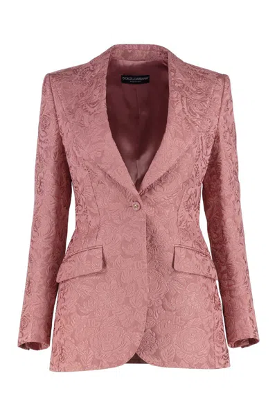 DOLCE & GABBANA DOLCE & GABBANA COTTON BLEND JACQUARD BLAZER