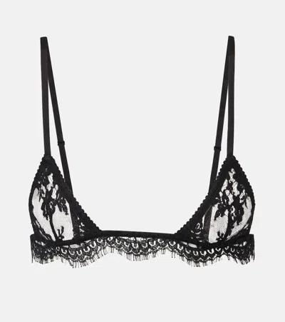Dolce & Gabbana Cotton-blend Lace Bralette In Black
