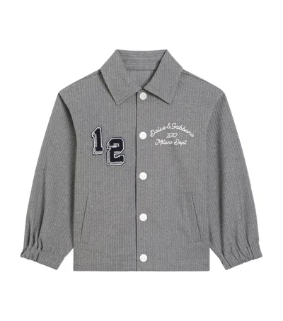 Dolce & Gabbana Kids' Cotton-blend Logo Overshirt In Gray