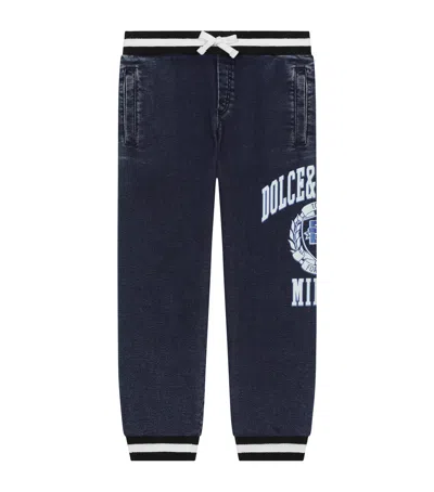 Dolce & Gabbana Kids' Cotton-blend Logo Sweatpants In Blue